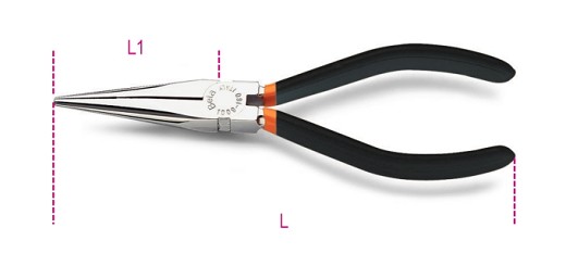 Pinze A Becchi Mezzotondi Lunghissimi Zigrinati Manici Ricoperti Con 2 Strati Di Pvc Antiscivolo