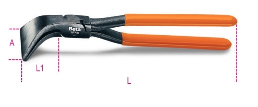 Pinza A Becchi Larghi Piegati A 45° Per Lattonieri Manici Ricoperti In Pvc