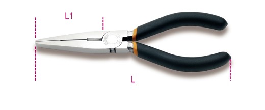Pinze A Becchi Piatti Lunghissimi Diritti Zigrinati Manici Ricoperti Con 2 Strati Di Pvc Antiscivolo