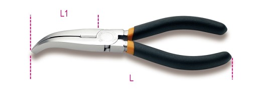 Pinze A Becchi Piatti Lunghissimi Piegati Zigrinati Manici Ricoperti Con 2 Strati Di Pvc Antiscivolo