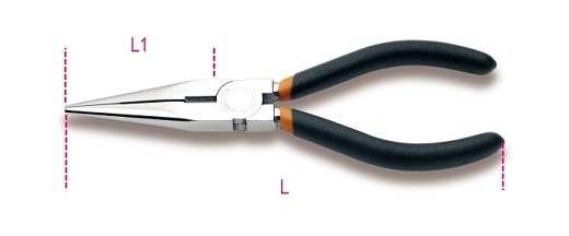 Pinze A Becchi Mezzotondi Lunghissimi Diritti Zigrinati Manici Ricoperti Con 2 Strati Di Pvc Antiscivolo