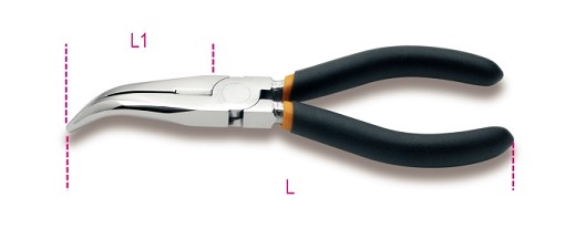 Pinze A Becchi Mezzotondi Lunghissimi Piegati Zigrinati Manici Ricoperti Con 2 Strati Di Pvc Antiscivolo