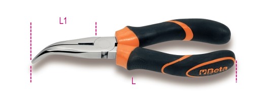 Pinze A Becchi Mezzotondi Lunghissimi Piegati Zigrinati Impugnatura Bimateriale