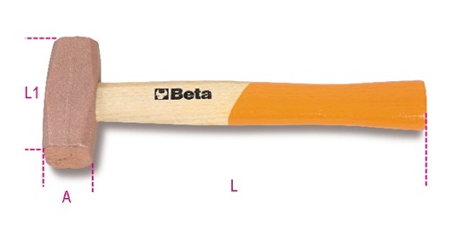 Mazzuole Con Testa In Rame Manico In Legno