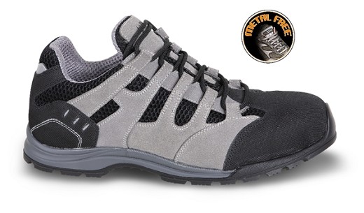 Scarpe In Pelle Scamosciata Con Inserti In Mesh, Suola In Gomma E Anello In Morbido Pu