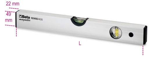 Livelle Con Base Magnetica In Alluminio Profilato Anodizzato A 2 Fiale Infrangibili