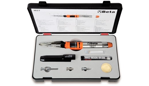 Saldatore A Gas Con 7 Accessori In Valigetta Con Base Morbida Di Polietilene Espanso