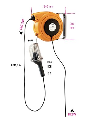 Avvolgitore Automatico Completo Di Portalampada 230 Vac Con Attacco E27 