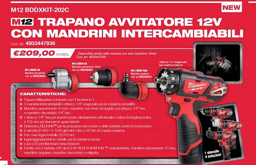 Trapano avvitatore con mandrini intercambiabili M12™ M12 BDDX-202C