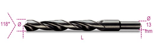 Punte Elicoidali Cilindriche Serie Corta In Acciaio Hss Rullate Brunite Con Codolo Ridotto Di 13mm
