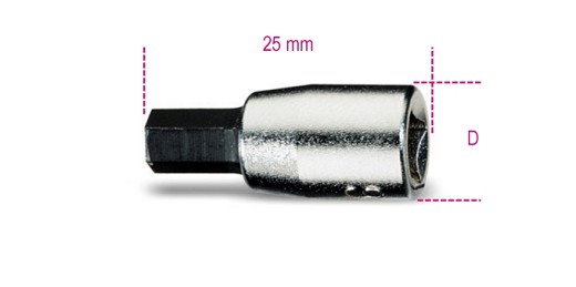 Chiavi A Bussola A Giravite Maschio Esagonale Con Attacco Quadro Femmina 1/4 Cromate - Inserti Bruniti