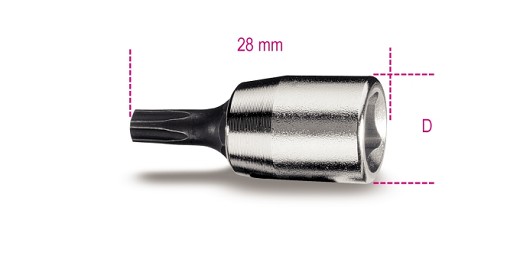 Chiavi A Bussola A Giravite Per Viti Con Impronta Pentalobata Con Attacco Quadro Femmina 1/4 Cromate - Inserti Bruniti