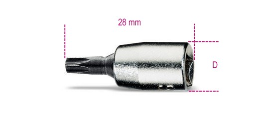 Chiavi A Bussola Maschio Per Viti Con Impronta Torx® Con Attacco Quadro Femmina 1/4 Cromate - Inserti Bruniti