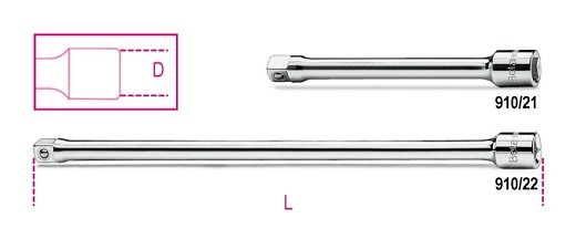 Prolunghe Con Attacchi Quadri Maschio E Femmina 3/8 Cromate