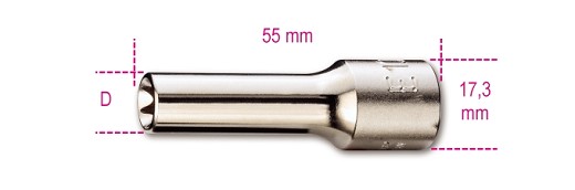 Chiavi A Bussola Con Attacco Quadro Femmina 3/8, Tipo Lungo Per Viti Con Profilo Torx® Cromate