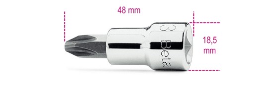 Chiavi A Bussola A Giravite Per Viti Con Impronta A Croce Philips® Con Attacco Quadro 3/8 Cromate - Inserti Bruniti