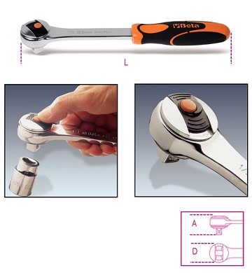 Cricchetto Reversibile Con Attacco Quadro Maschio 1/2 Locking System Cromato