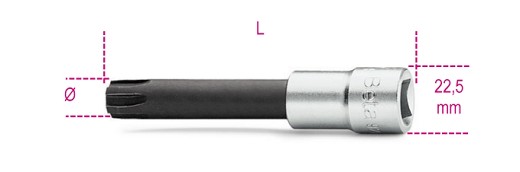 Chiavi A Bussola Maschio Per Viti Con Impronta Esascanalata Con Attacco Quadro Femmina 1/2 Cromate - Inserti Bruniti