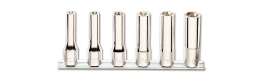Serie Di Chiavi A Bussola Per Viti Con Profilo Torx® Con Attacco Quadro1/2 Tipo Lungo, Cromate