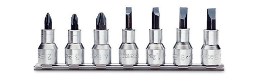 Serie Di Chiavi A Bussola A Giravite Per Viti Con Impronta A Croce Philips® E Con Intaglio Con Attacco Quadro 1/2 Cromate - Inserti Bruniti