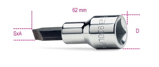 Chiavi A Bussola A Giravite Per Viti Con Intaglio Con Attacco Quadro 1/2 Cromate - Inserti Bruniti