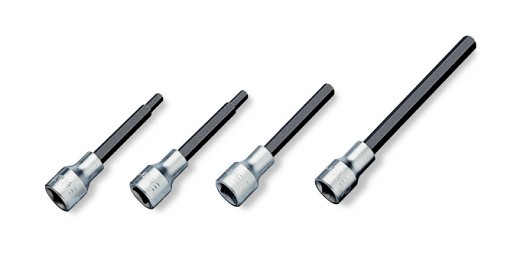 Serie Di 4 Chiavi A Bussola Maschio Esagonale Con Quadro Femmina 1/2 Cromate - Inserti Bruniti