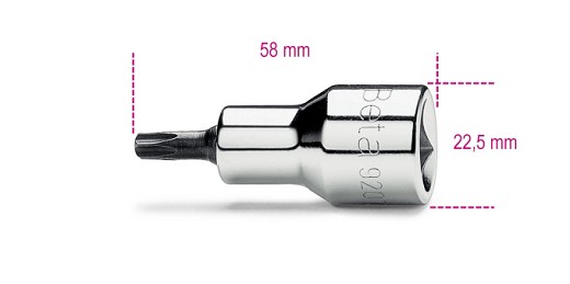 Chiavi A Bussola Maschio Per Viti Con Impronta Tamper Resistant Torx®, Con Attacco Quadro Femmina 1/2 Cromate - Inserti Bruniti