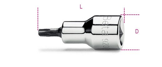 Chiavi A Bussola Maschio Per Viti Con Impronta Torx®, Con Attacco Quadro Femmina 1/2 Cromate - Inserti Bruniti