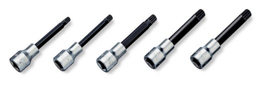 Serie Di Chiavi A Bussola Maschio Per Viti Con Impronta Xzn® Con Attacco Quadro Femmina 1/2 Cromate - Inserti Bruniti