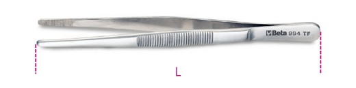 Pinzetta A Molla, Antiacido Antimagnetica A Punte Larghe Diritte Arrotondate, Zigrinate In Acciaio Inossidabile
