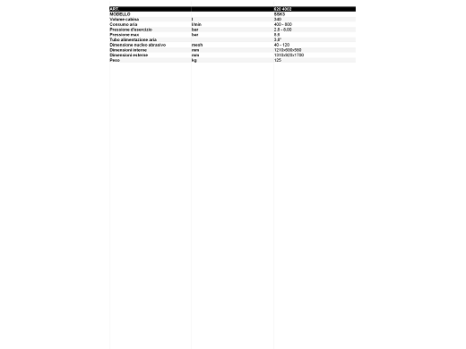SABBIATRICE, VOLUME CABINA 340 L